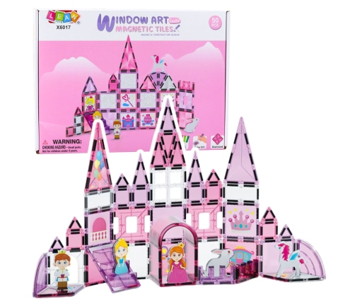 Magnetic Windows Blocks for Girls Pink 50 pcs.