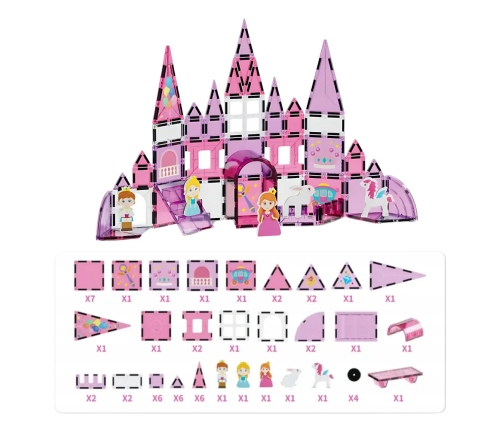 Magnetic Windows Blocks for Girls Pink 58 pcs.