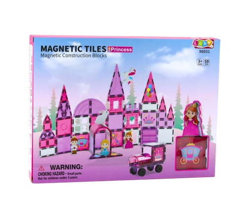 Magnetic Windows Blocks for Girls Pink 58 pcs.