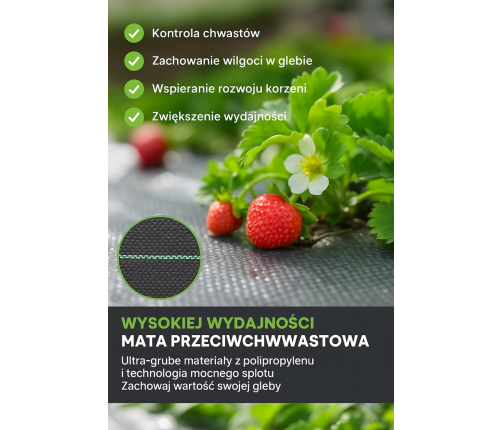 Black agrotextile 1.1x50m UV 135g anti-weed agrotextile + anchors