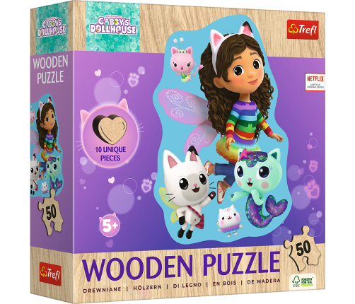 Puzzle - "50 Puzzle Drewniane Konturowe" - Wesoła Gabby Trefl 20260