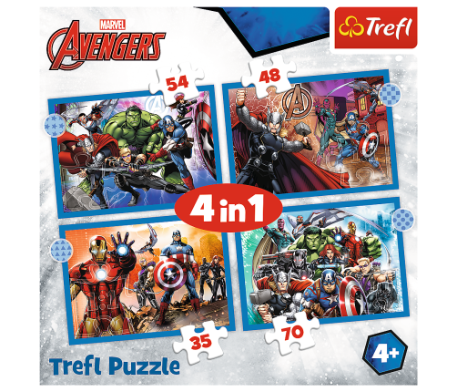 Puzzle - "4 in 1" - Brave Avengers Trefl 34386
