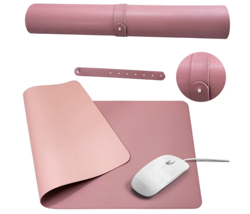 Keyboard Mouse Pad for Desk Double-Sided Eco-Leather Pink 80x40 cm