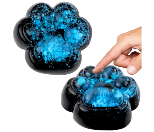 Squishy Cat Paw Anti-Stress Sensory Squishy Black Blue Glitter