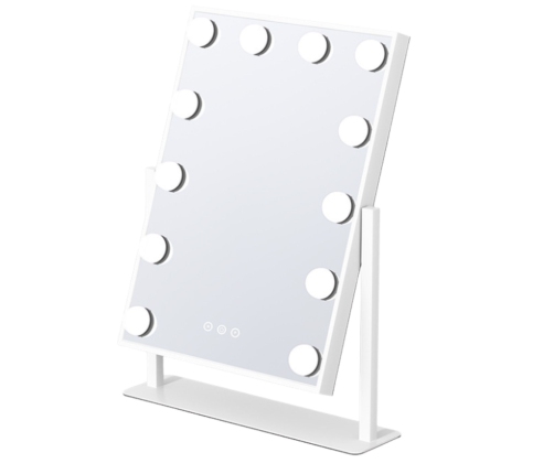 Hollywood Mirror with LED Lighting 12 Bulbs 3 Lighting Modes White