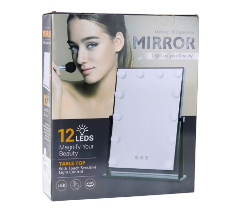 Hollywood Mirror with LED Lighting 12 Bulbs 3 Lighting Modes White