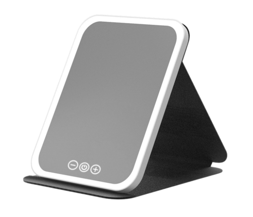 LED Mirror Case with Stand 3 Lighting Modes Brightness Adjustment 23cm