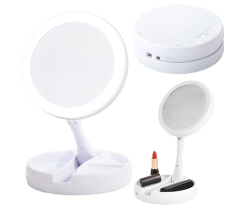 LED Illuminated Mirror 10x Magnification Adjustable Stand White