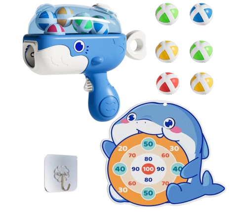 Velcro Ball Gun with Fabric Target Whale Blue