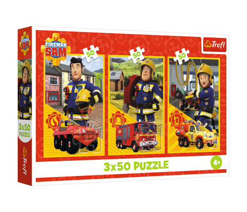 Puzzle - 3x50 - Fireman Sam Fire Station Crew Trefl 34880