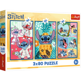 Puzzle - 3x80 - Stitch World Trefl 34885