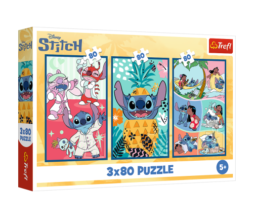 Puzzle - 3x80 - Stitch World Trefl 34885