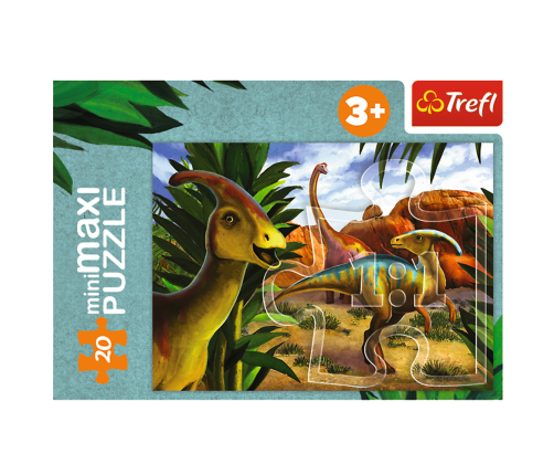 Puzzle - miniMaxi - Discover the world of dinosaurs - Trefl 56036