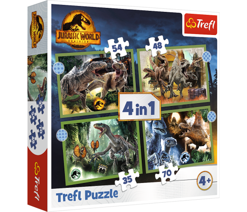 Puzzle - 4in1 - Dangerous dinosaurs - Universal Jurassic World Trefl 34607