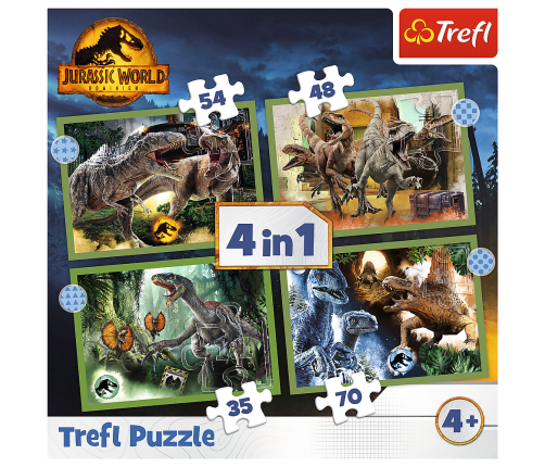 Puzzle - 4in1 - Dangerous dinosaurs - Universal Jurassic World Trefl 34607