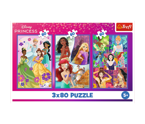 Puzzle - 3x80 - Princess friends - Disney Princess Trefl 34884