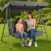 Three-person Garden Swing Rocking Cushions Mattress Gray