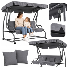 Four-person Garden Swing Rocking Chair Freestanding Canopy Gray