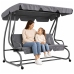 Four-person Garden Swing Rocking Chair Freestanding Canopy Gray