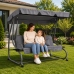 Four-person Garden Swing Rocking Chair Freestanding Canopy Gray