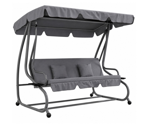 Four-person Garden Swing Rocking Chair Freestanding Canopy Gray