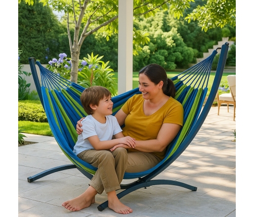 Garden Hammock with Frame for Two People, Green and Blue, 200x120