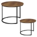 Set of 2-in-1 Round Coffee Tables Vintage Natural Wood 60x45cm 40x40cm