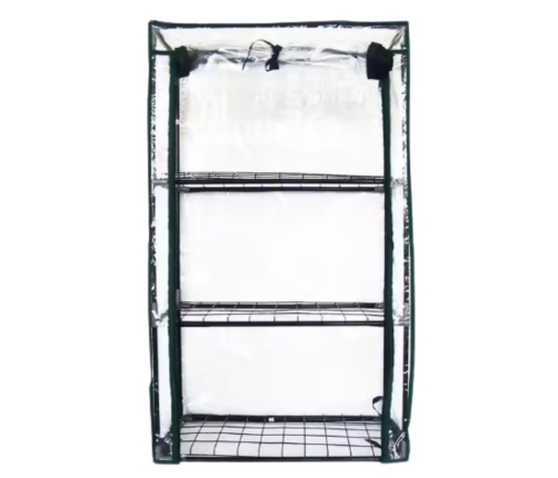 Mini Balcony Garden Greenhouse 3 Metal Shelves PVC Foil 46 x 24 x 80cm