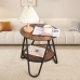 Round Coffee Table with Additional Shelf, Industrial Vintage, 40x42cm