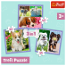 Puzzle - 3 in 1 - Cute dogs - Trefl 34854