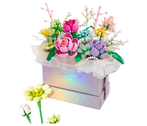 Construction Blocks Composition In Box Flower Box Purple LED 706pcs.