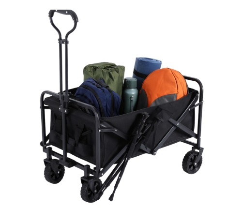 Foldable Garden Beach Transport Cart Black 120L
