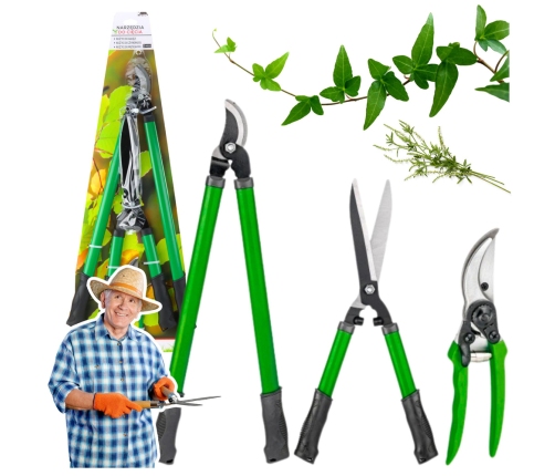 Set of Garden Hedge Pruners with Case 3 pcs.