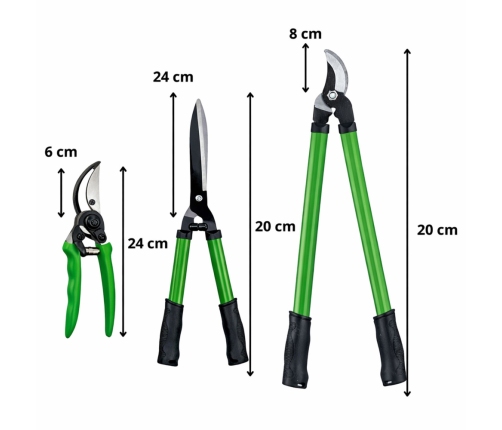 Set of Garden Hedge Pruners with Case 3 pcs.