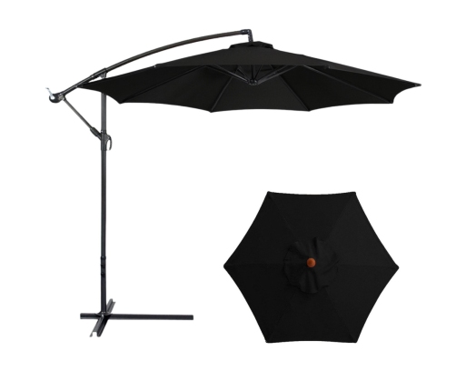 Side Garden Umbrella with Adjustable Tilt Cover 350 x 250cm Black