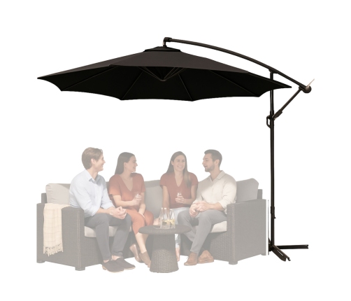 Side Garden Umbrella with Adjustable Tilt Cover 350 x 250cm Black