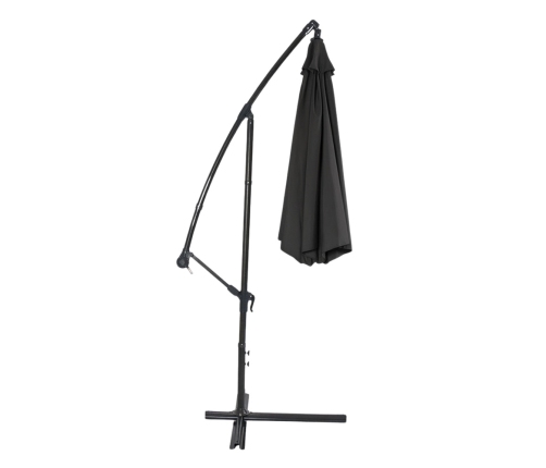 Side Garden Umbrella with Adjustable Tilt Cover 350 x 250cm Black