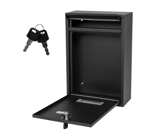 Mailbox for letters, galvanized steel, black, 32x21.5x8.5cm