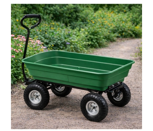Garden Transport Cart Removable Tilting Tray Green 120 kg