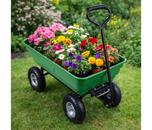Garden Transport Cart Removable Tilting Tray Green 120 kg
