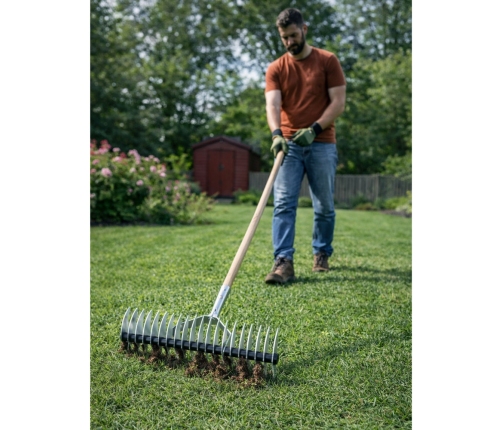 Manual Garden Lawn Aerator Scarifier Double-sided LEAN 34 cm