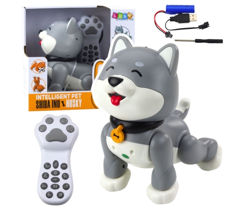 Interactive Husky Robot Dog Remote Controlled RC Voice Tricks Gray