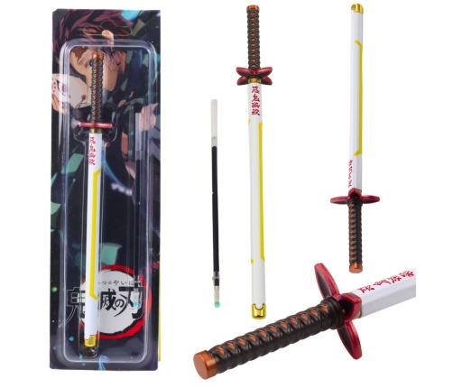 Katana Sword Anime Ballpoint Pen Metal Black Ink Replaceable Refill White and Yellow