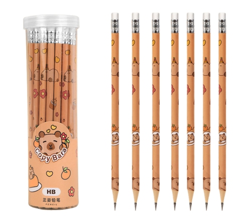 Set of HB Graphite Pencils with Capybara Eraser in a Tube 30 pcs.