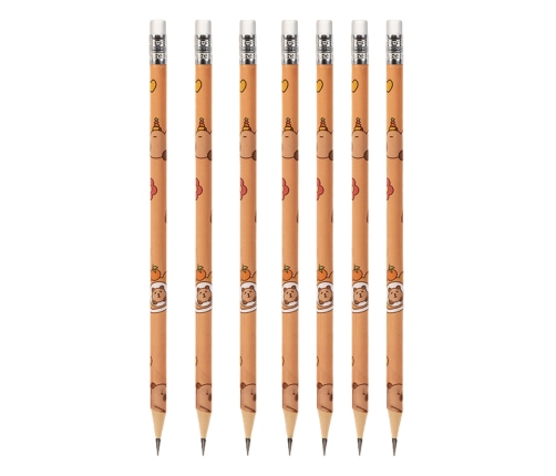 Set of HB Graphite Pencils with Capybara Eraser in a Tube 30 pcs.