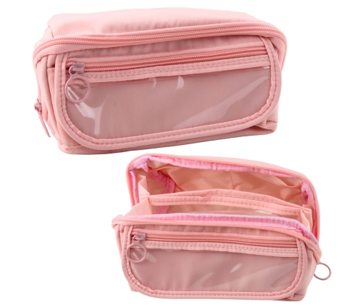 Pencil Case School Kit, Expandable, Roomy, Pink, 20x10cm