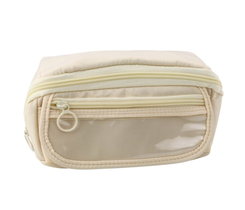 Pencil Case School Kit, Expandable, Roomy, Cream, Beige, 20x10cm