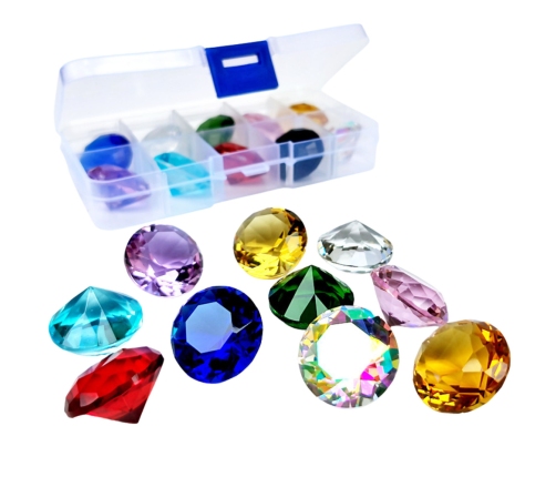 Set of Colorful Decorative Diamonds for Play in a Box of 10 pcs.