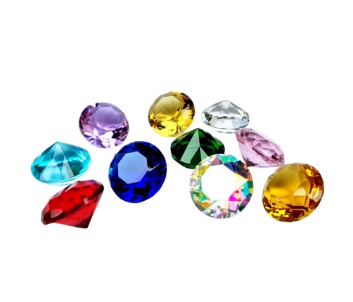 Set of Colorful Decorative Diamonds for Play in a Box of 10 pcs.