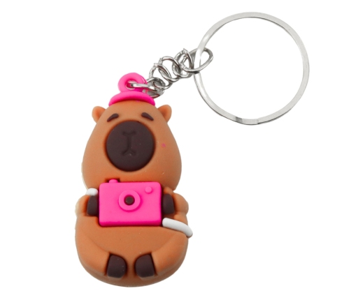 Capybara Keychain Pendant With Turtle Camera In Bathtub Circle Mix